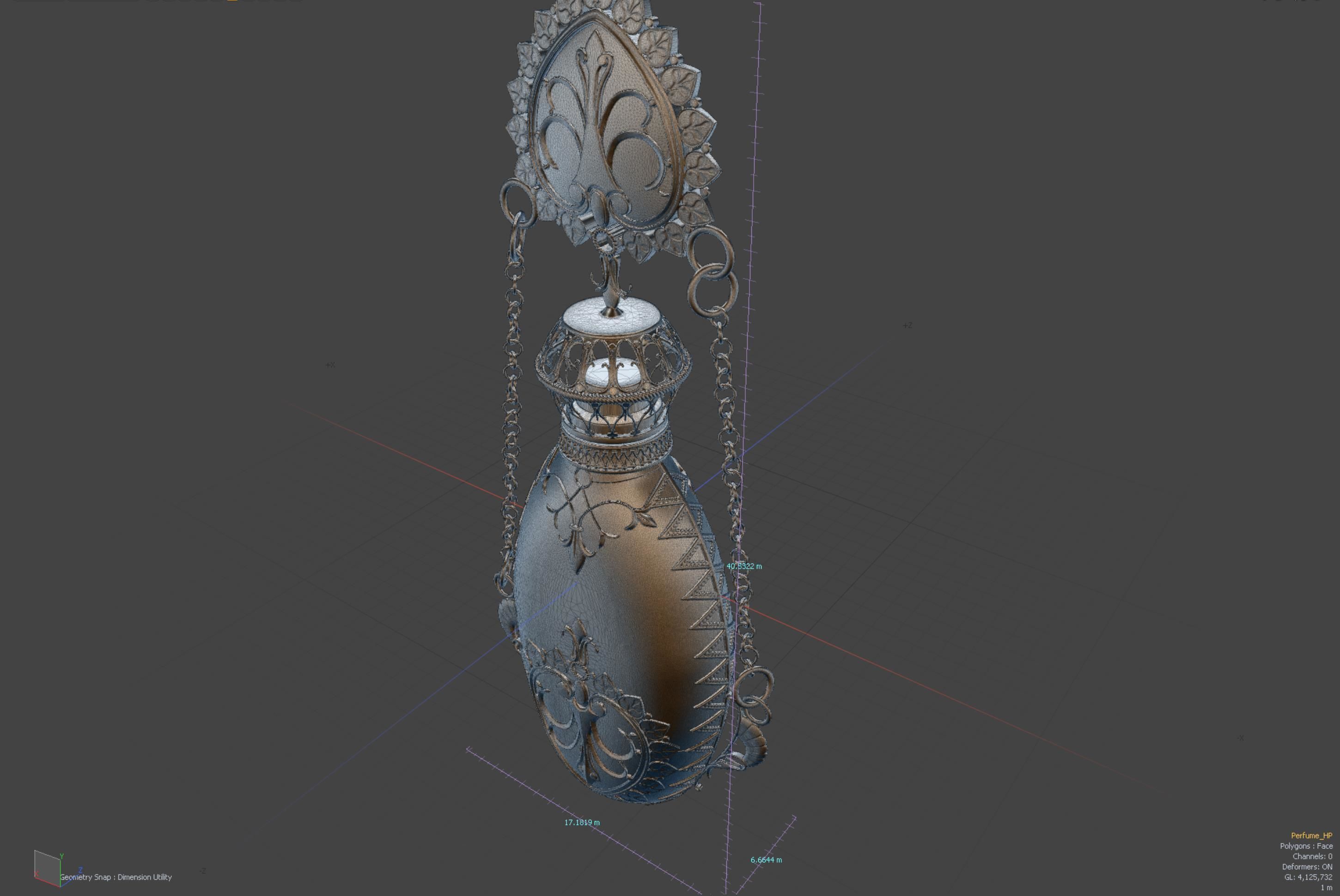 Perfume ornate bottle on chain 3D print model_3