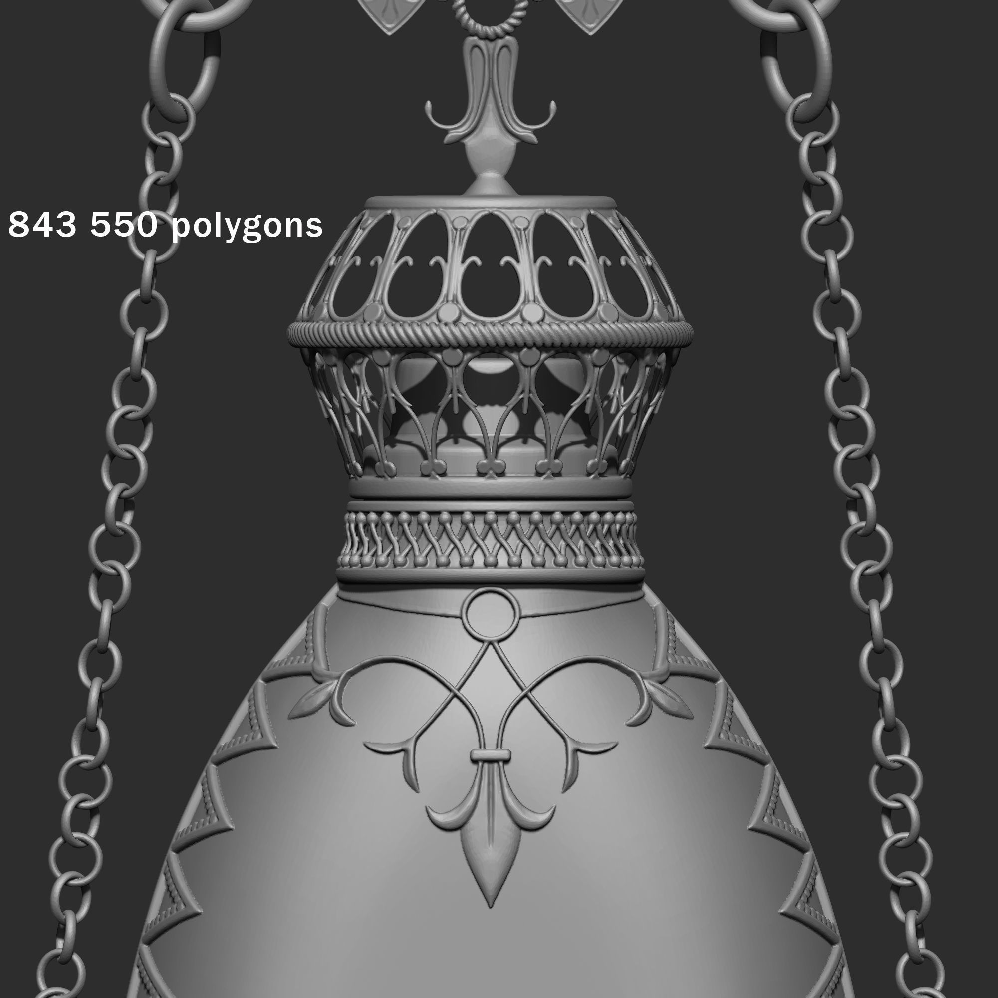 Perfume ornate bottle on chain 3D print model_7