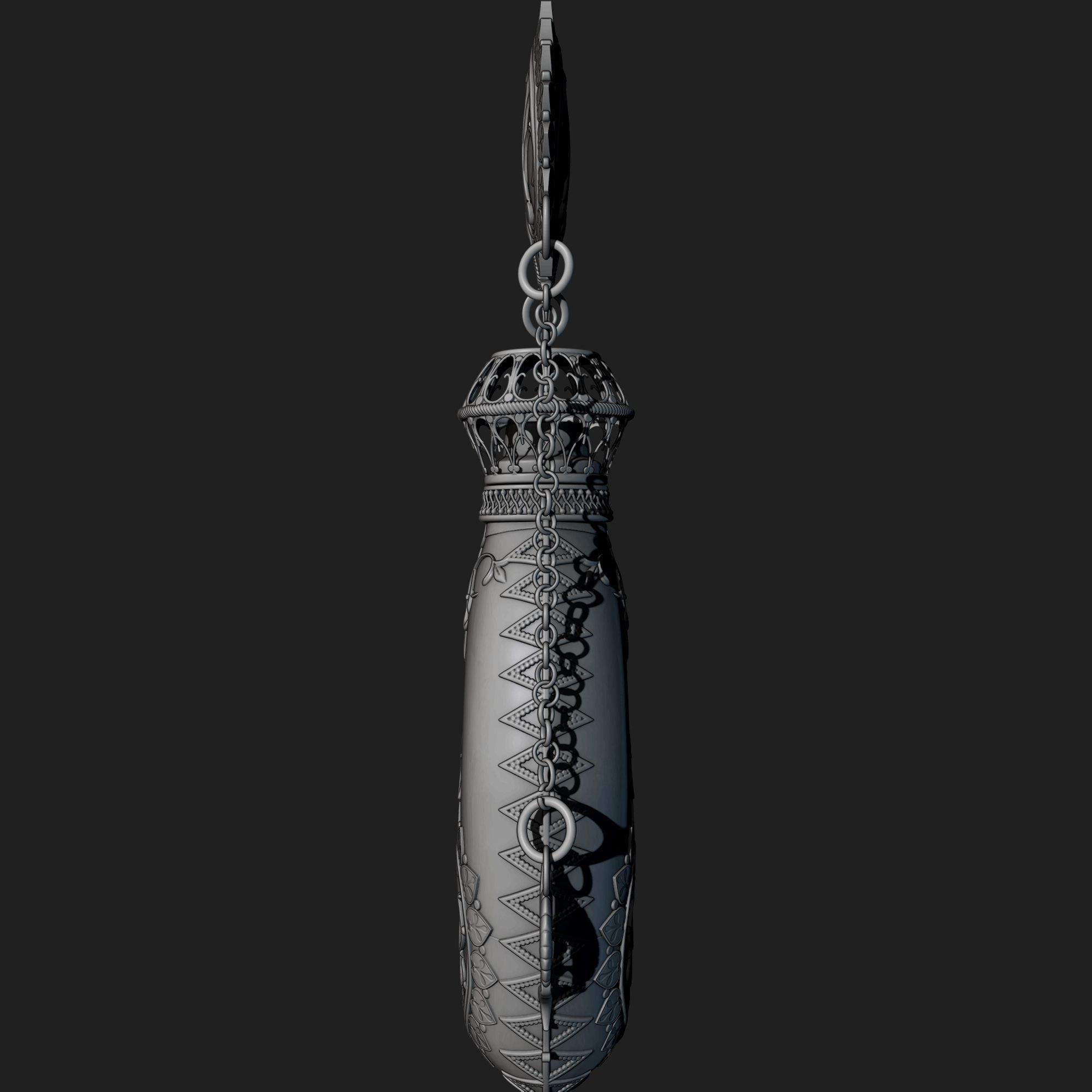 Perfume ornate bottle on chain 3D print model_13
