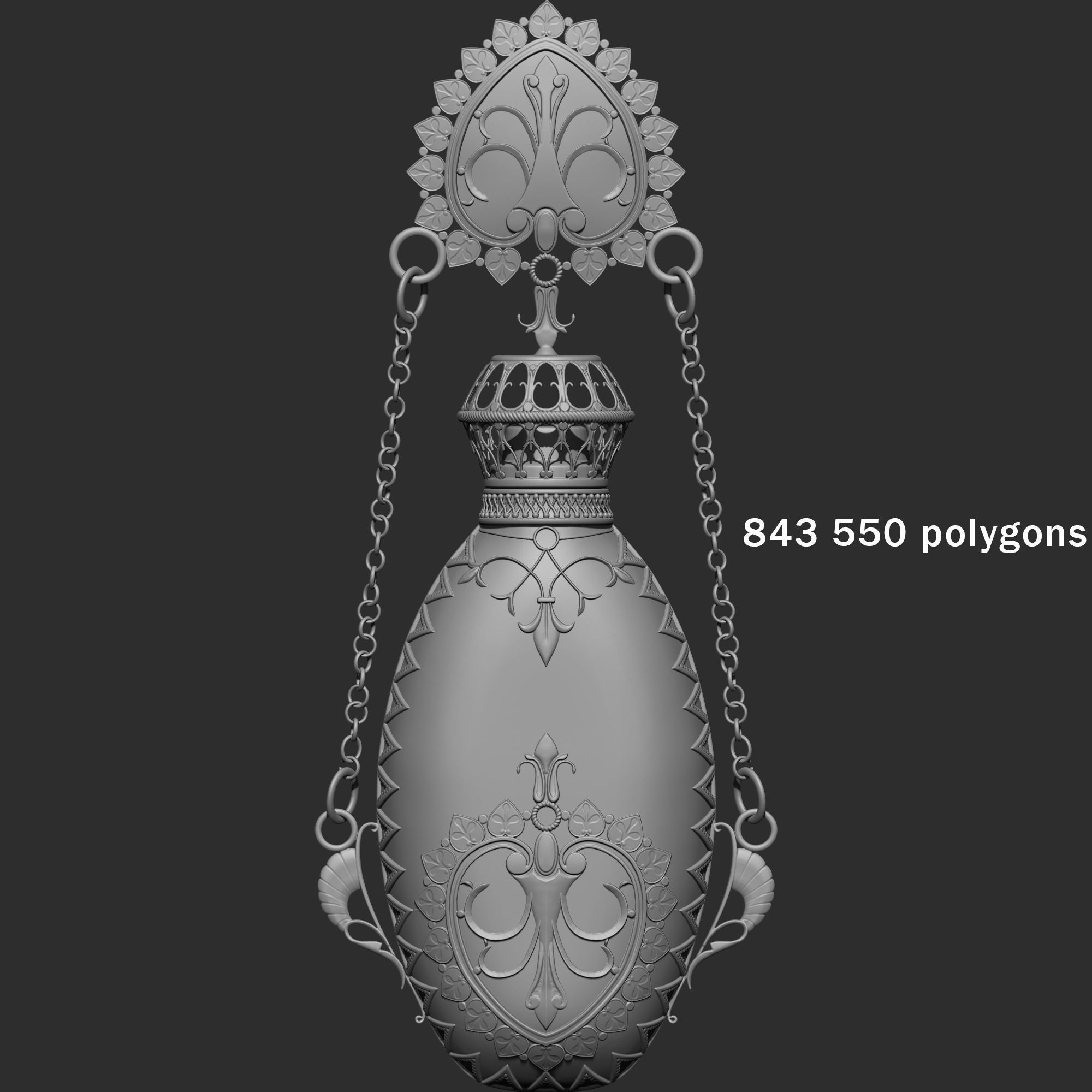 Perfume ornate bottle on chain 3D print model_4