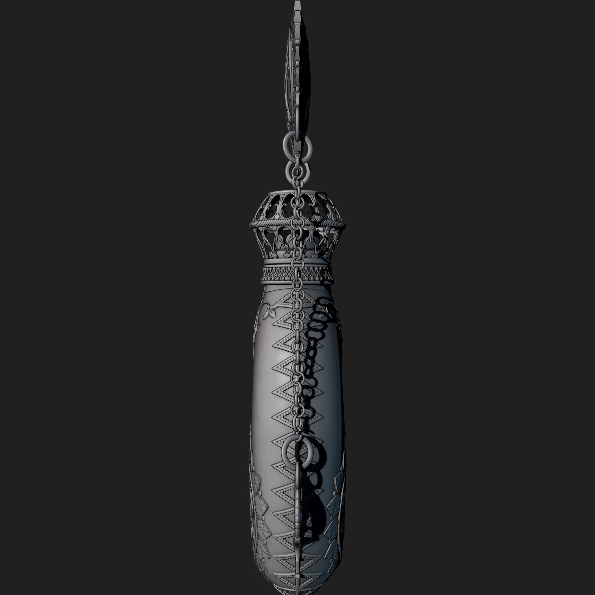 Perfume ornate bottle on chain 3D print model_14