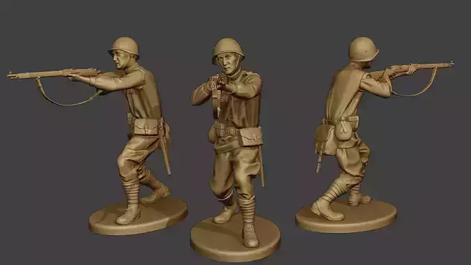 Russian soldier ww2 Shoot Stand2 R1 3D print model