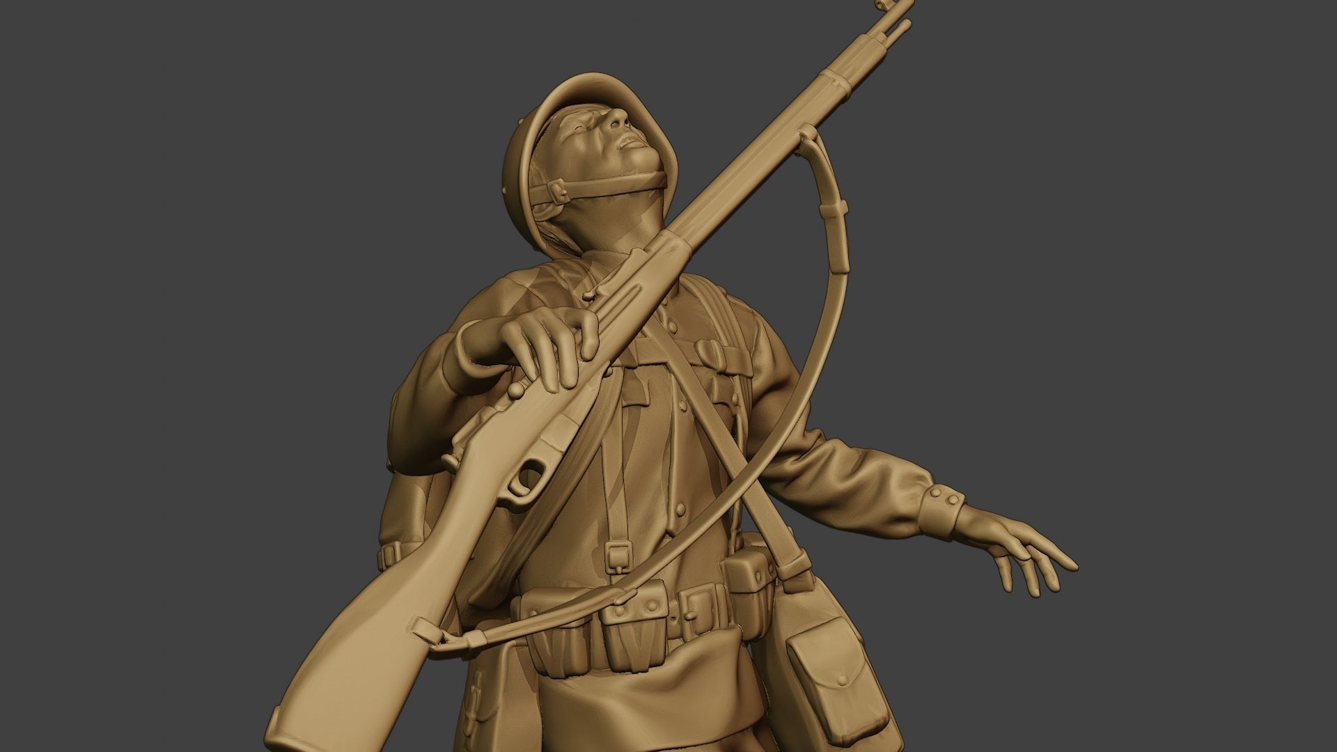 Russian soldier ww2 Shooted R1 3D print model_19