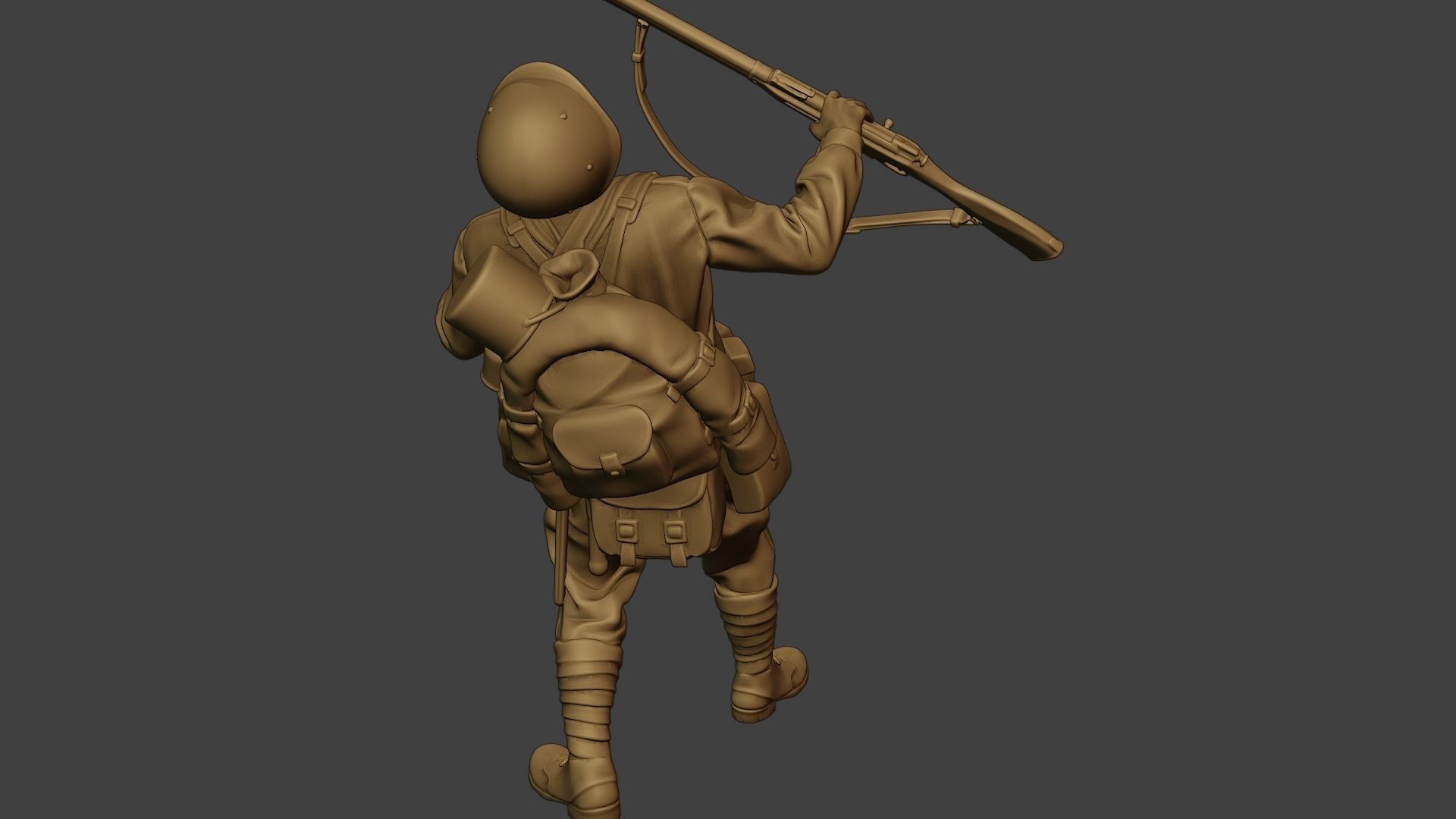 Russian soldier ww2 Shooted R1 3D print model_24