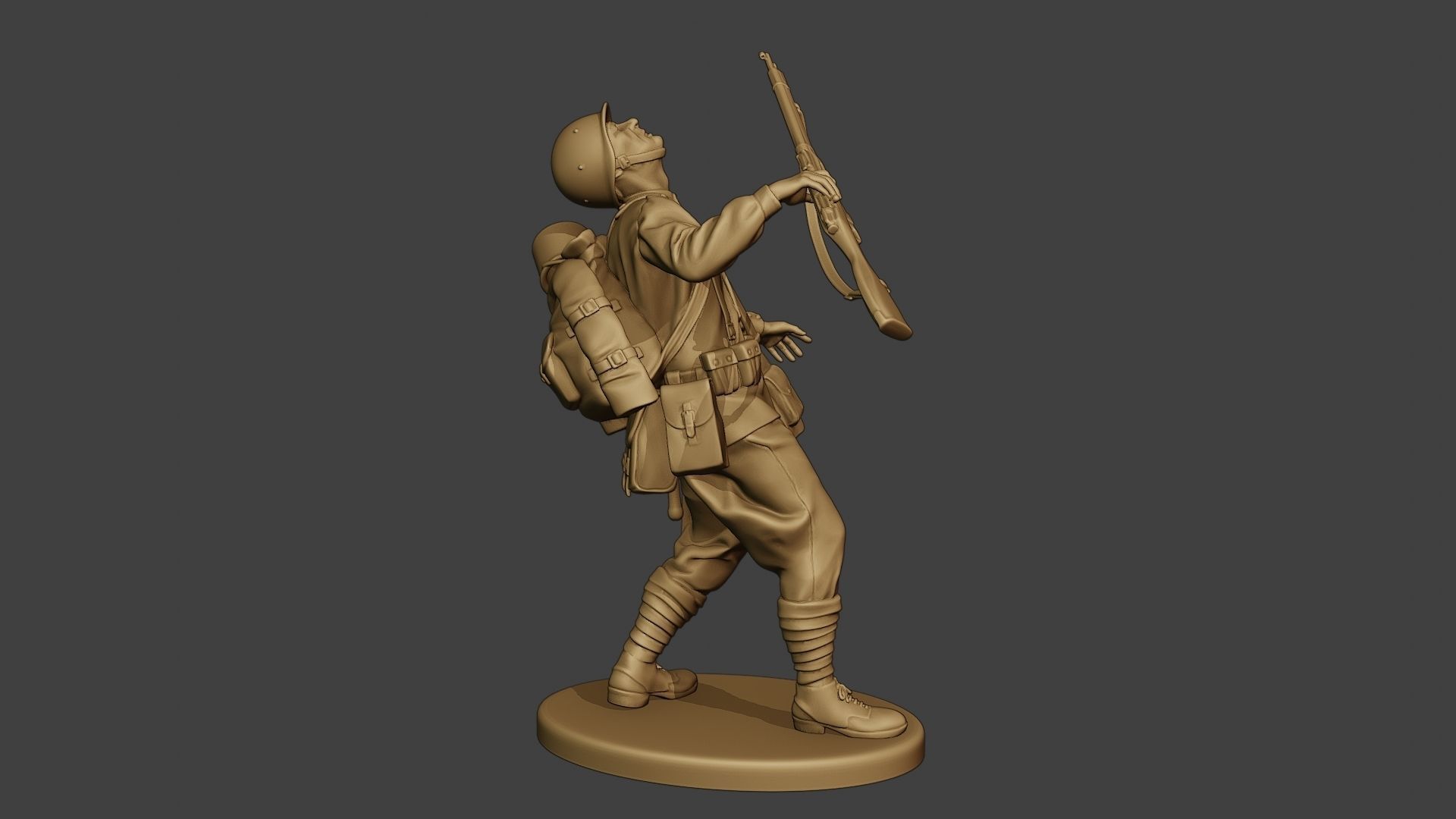 Russian soldier ww2 Shooted R1 3D print model_9