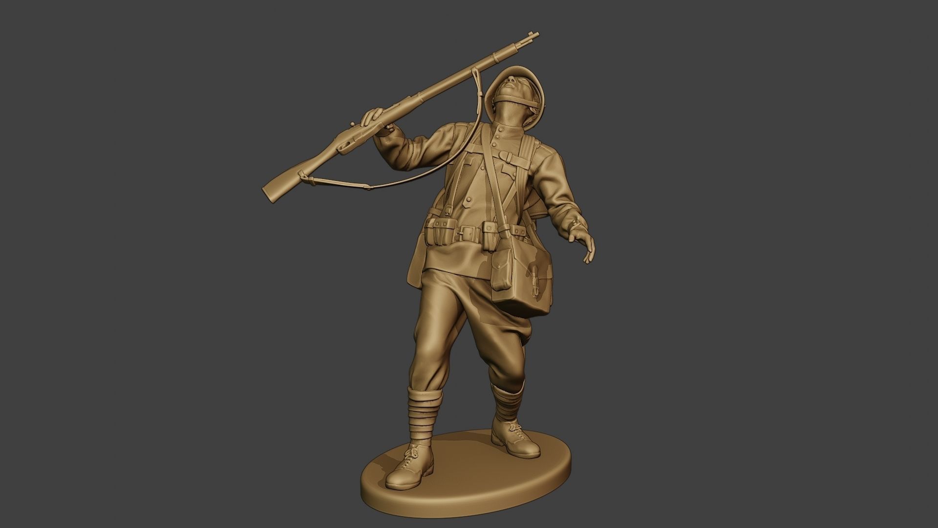 Russian soldier ww2 Shooted R1 3D print model_2
