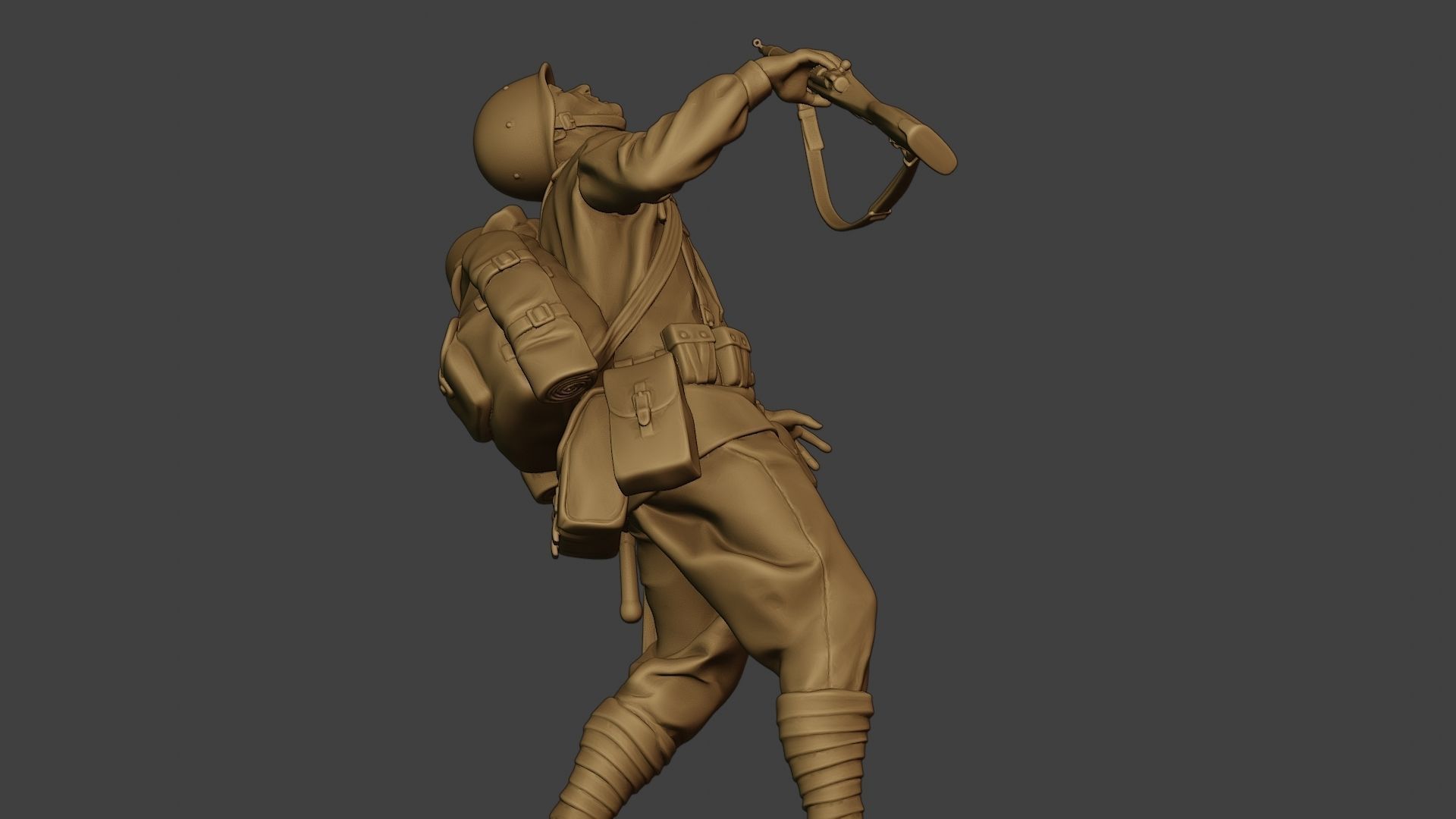 Russian soldier ww2 Shooted R1 3D print model_29