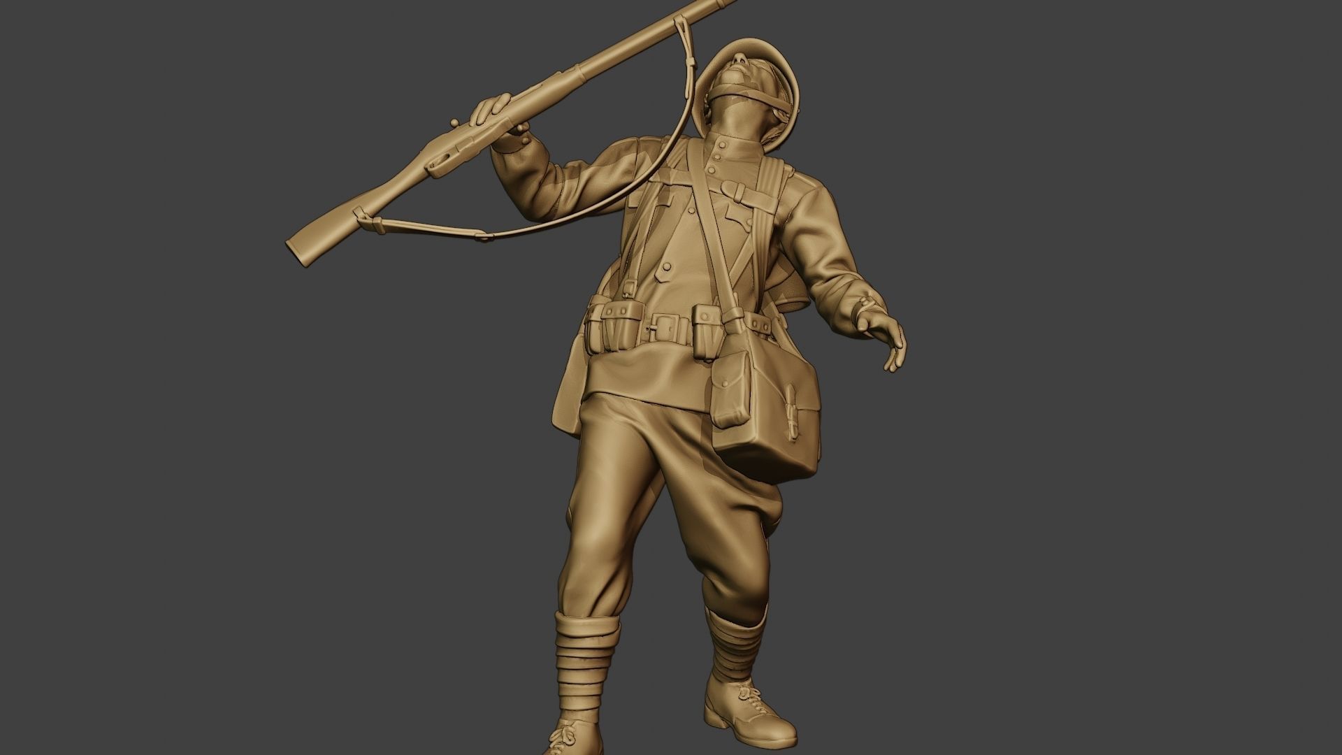 Russian soldier ww2 Shooted R1 3D print model_27