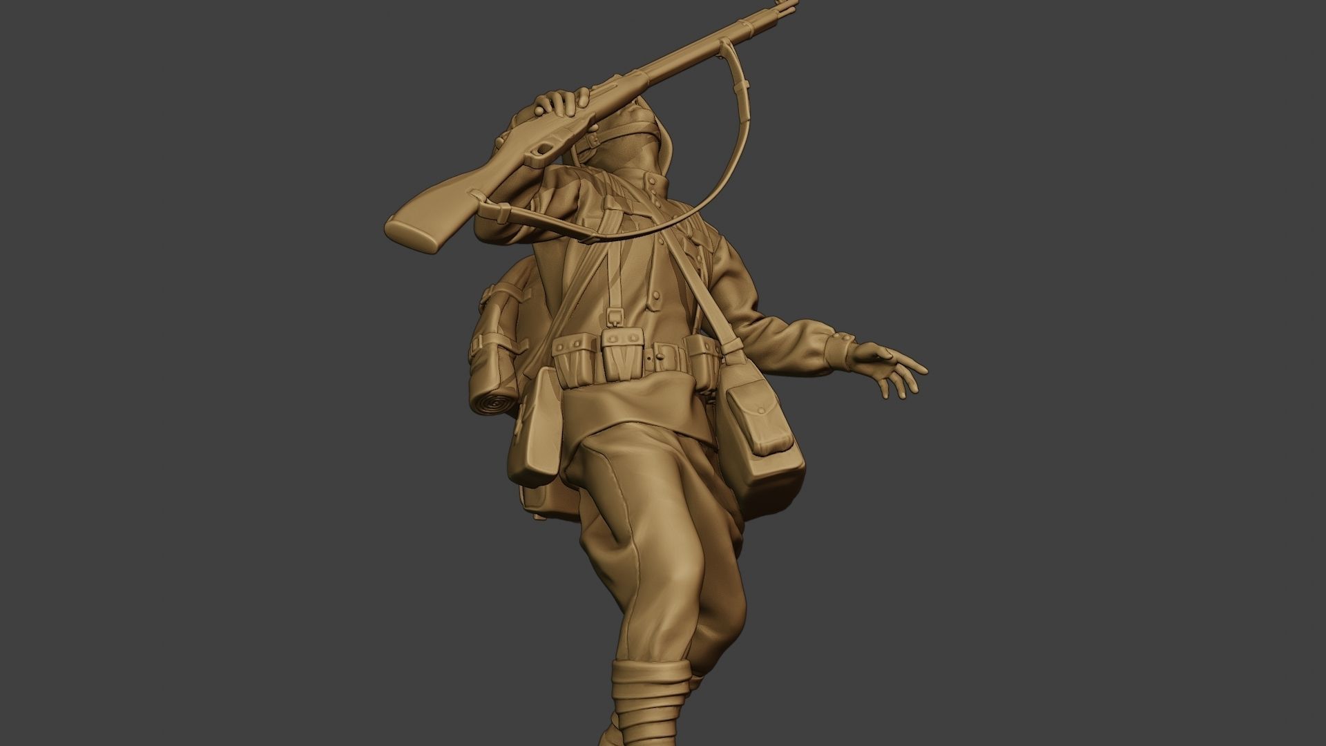 Russian soldier ww2 Shooted R1 3D print model_28
