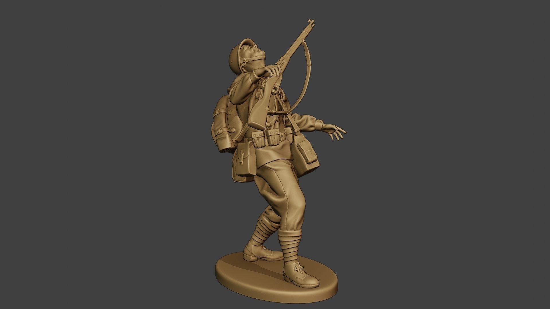 Russian soldier ww2 Shooted R1 3D print model_10