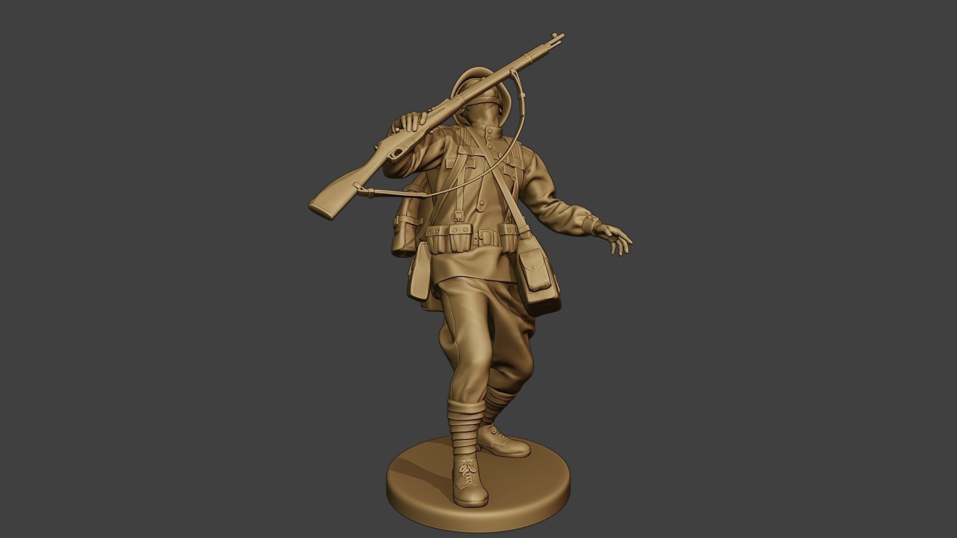Russian soldier ww2 Shooted R1 3D print model_11