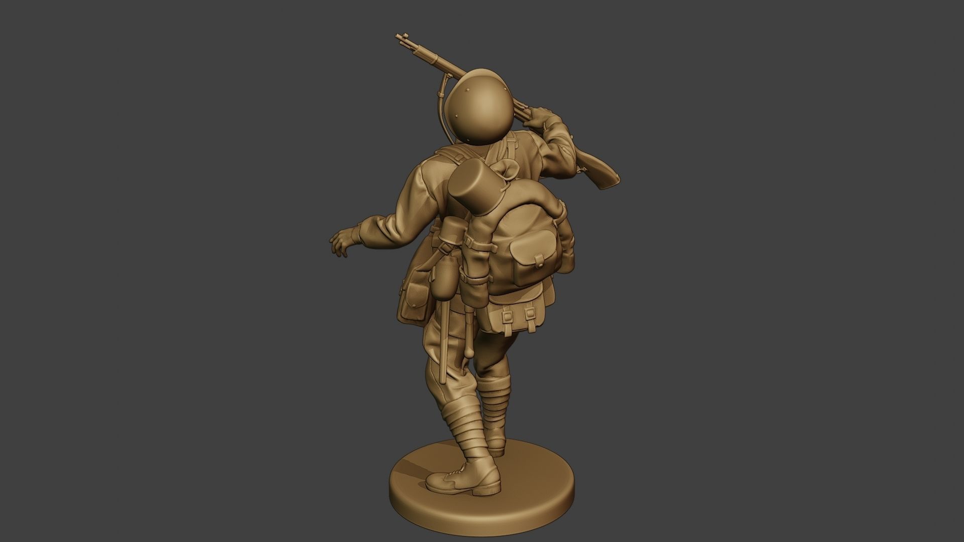 Russian soldier ww2 Shooted R1 3D print model_6