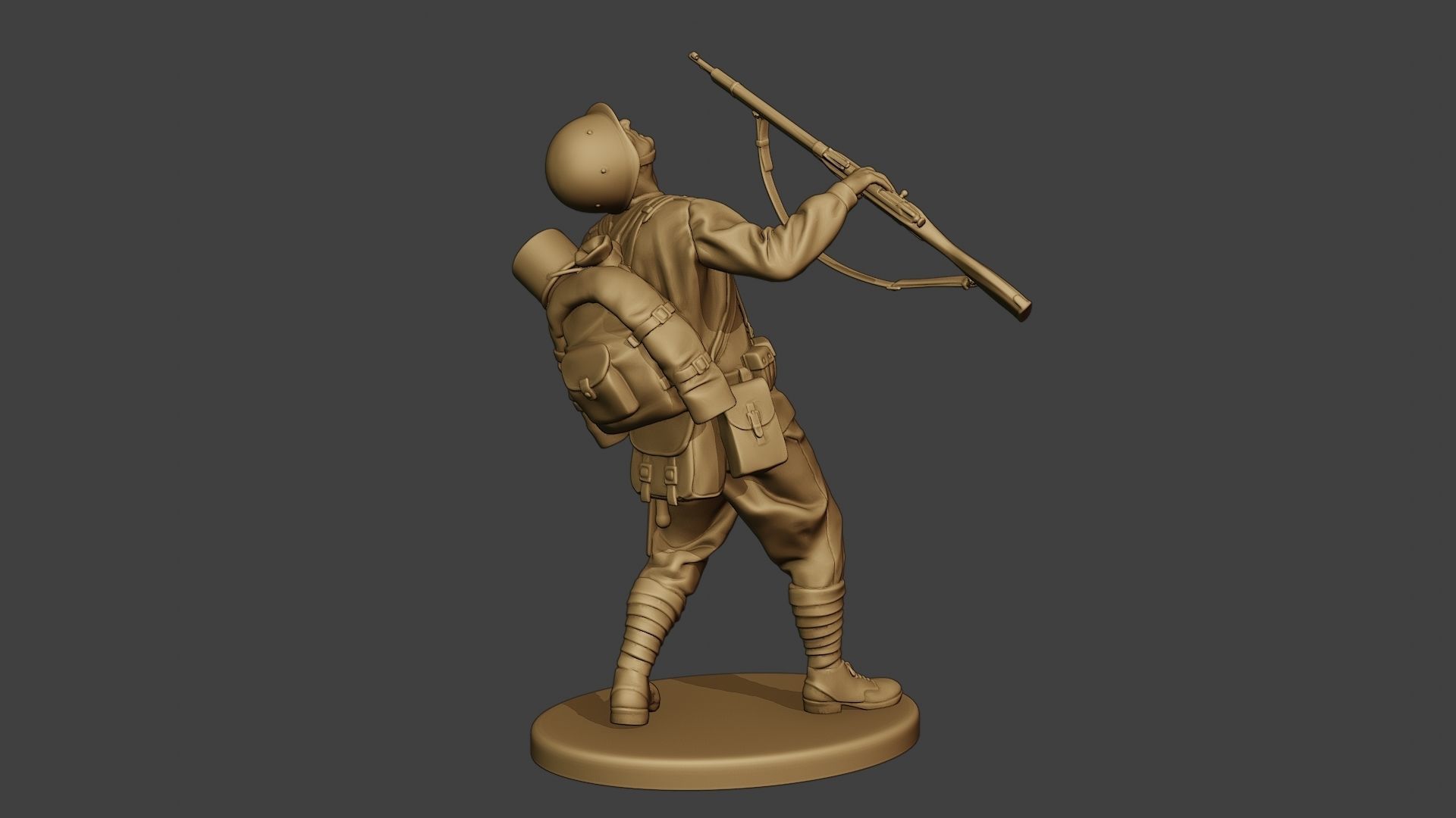 Russian soldier ww2 Shooted R1 3D print model_8