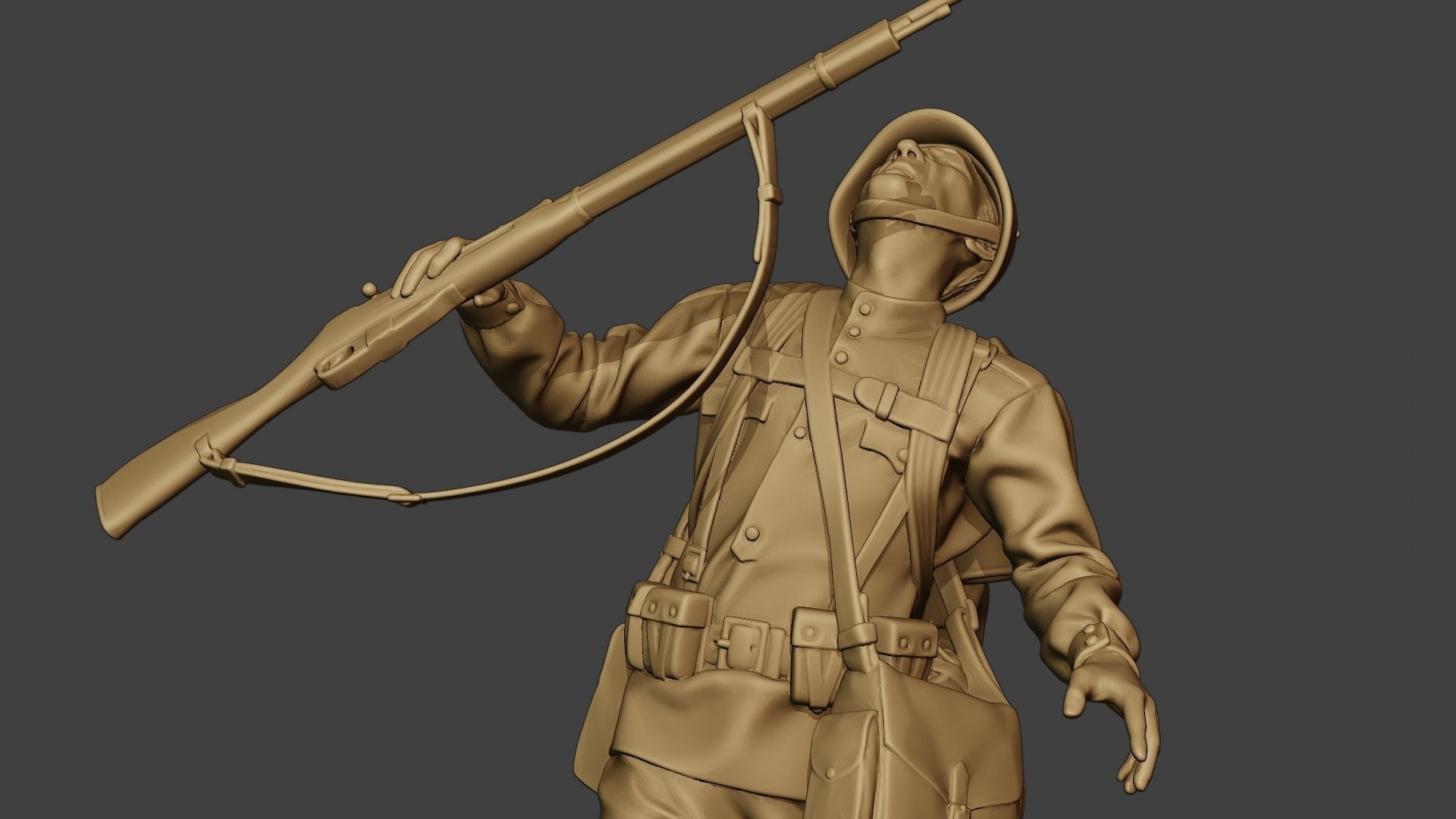 Russian soldier ww2 Shooted R1 3D print model_18