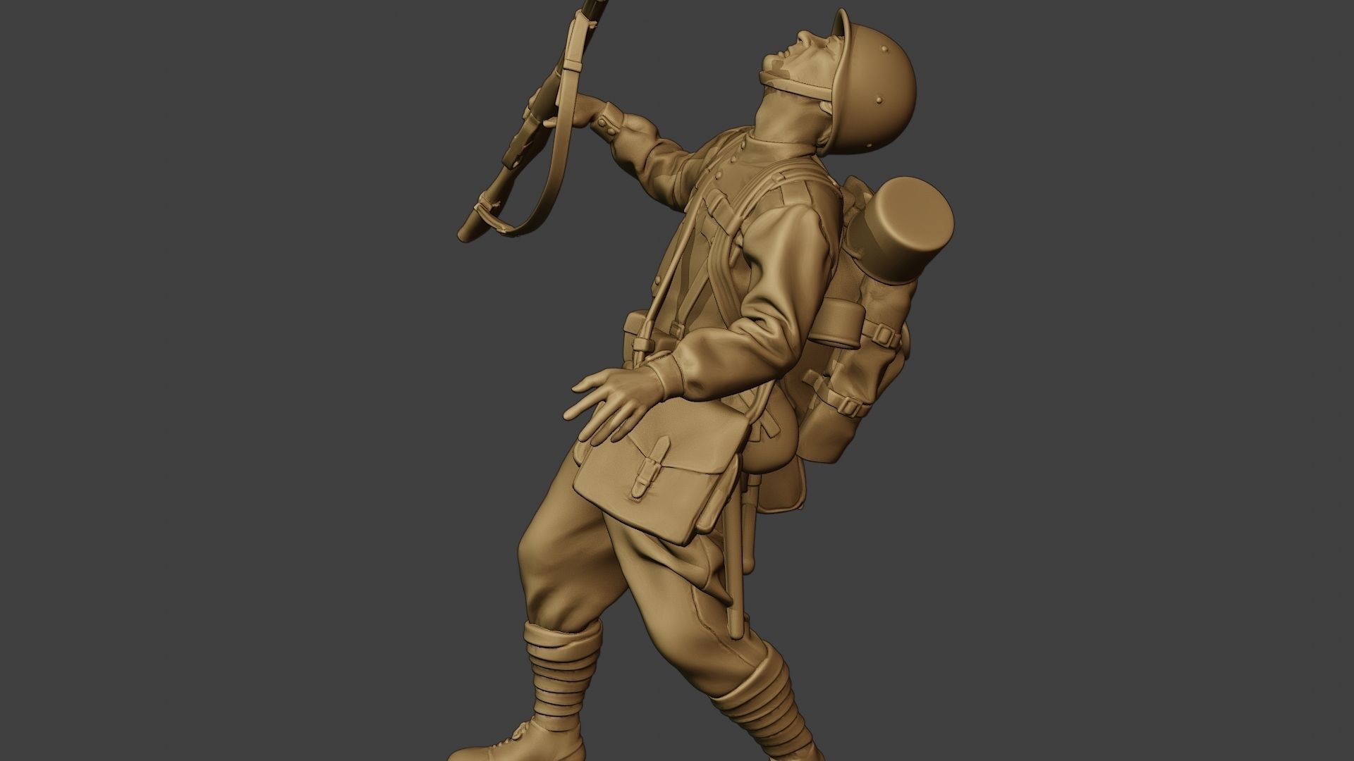 Russian soldier ww2 Shooted R1 3D print model_26