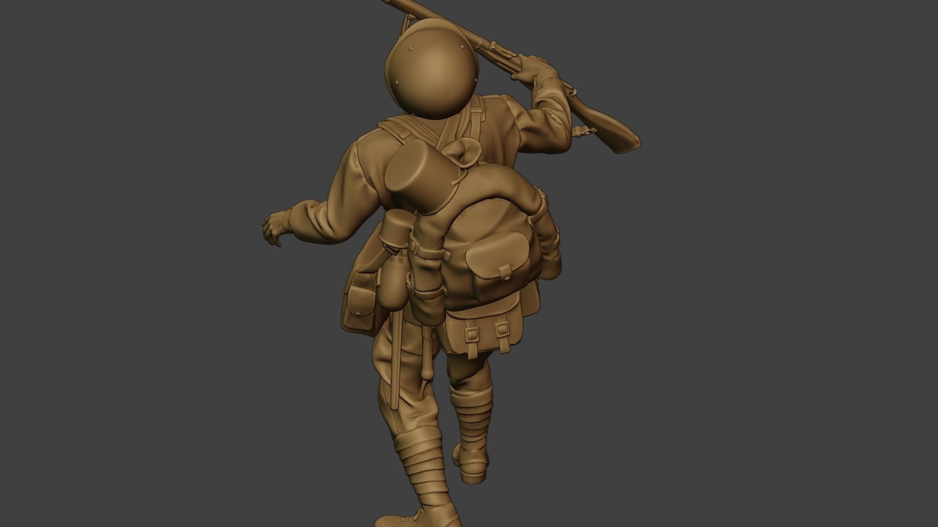 Russian soldier ww2 Shooted R1 3D print model_25