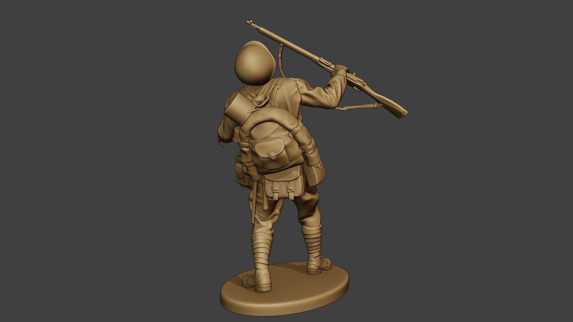 Russian soldier ww2 Shooted R1 3D print model_7