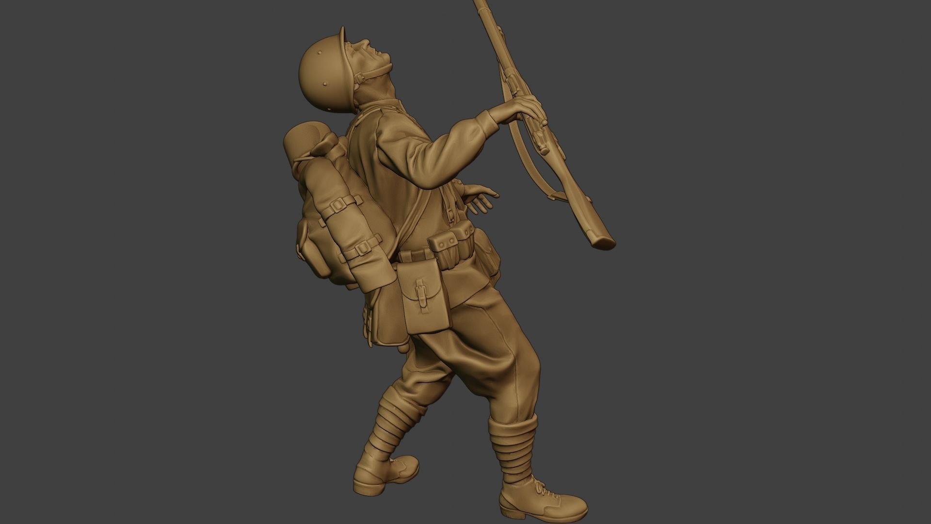 Russian soldier ww2 Shooted R1 3D print model_30