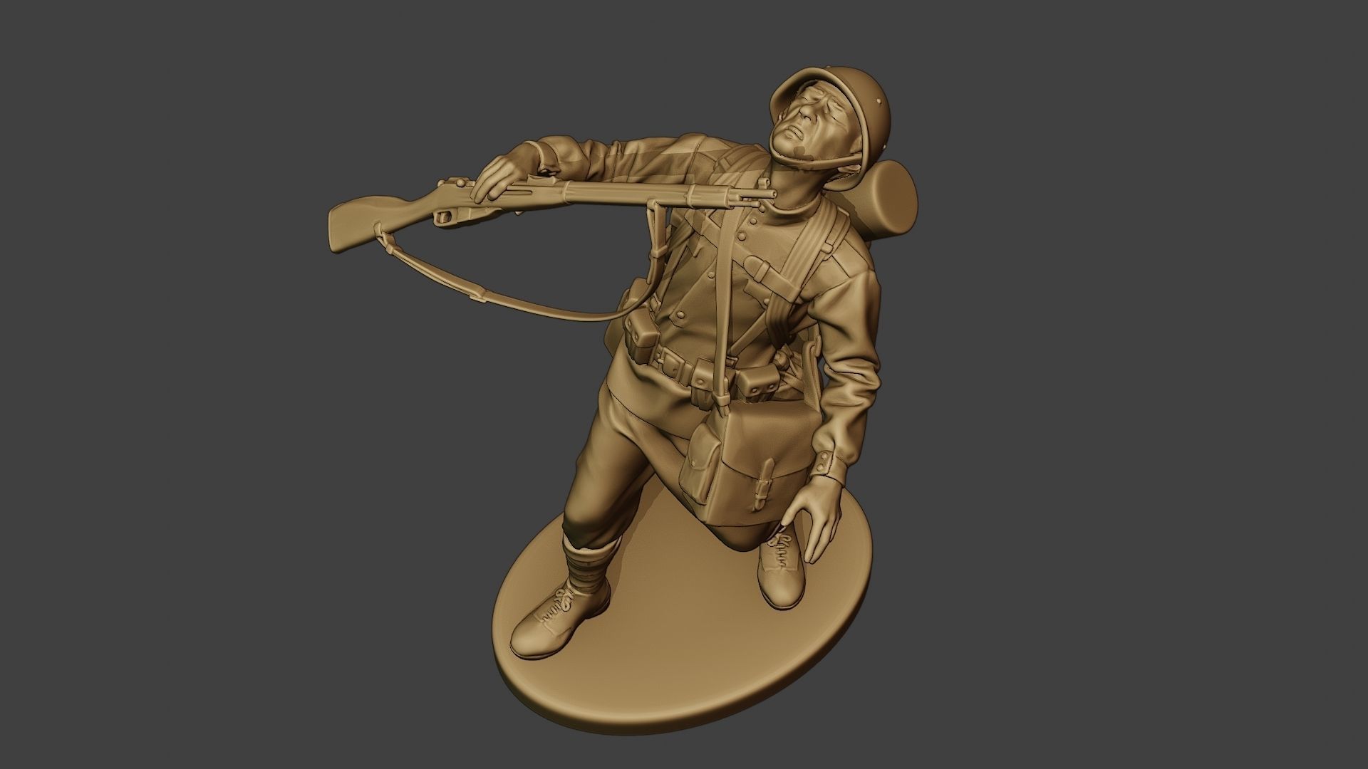 Russian soldier ww2 Shooted R1 3D print model_15