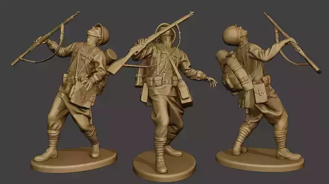 Russian soldier ww2 Shooted R1 3D print model