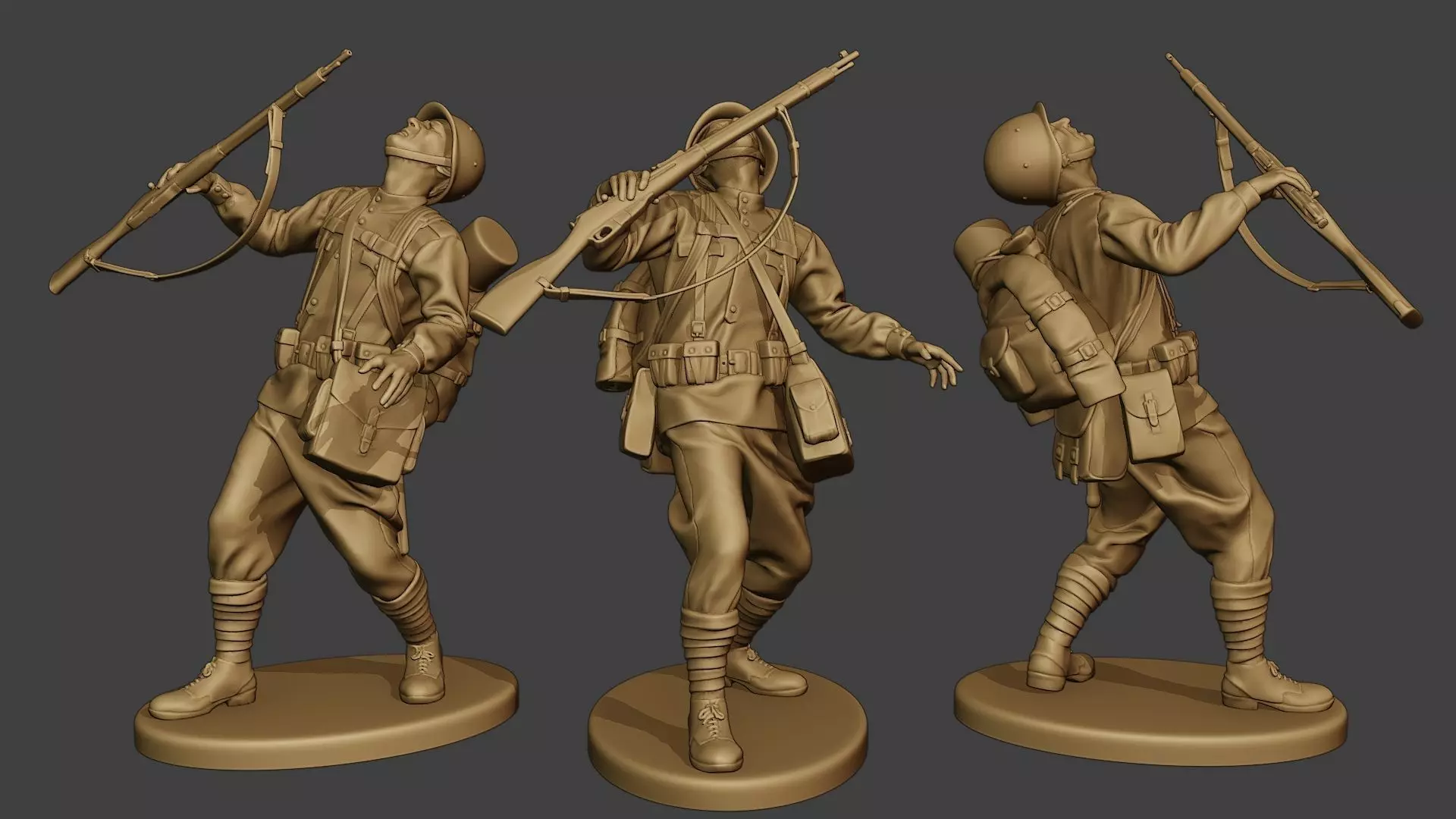 Russian soldier ww2 Shooted R1 3D print model_0