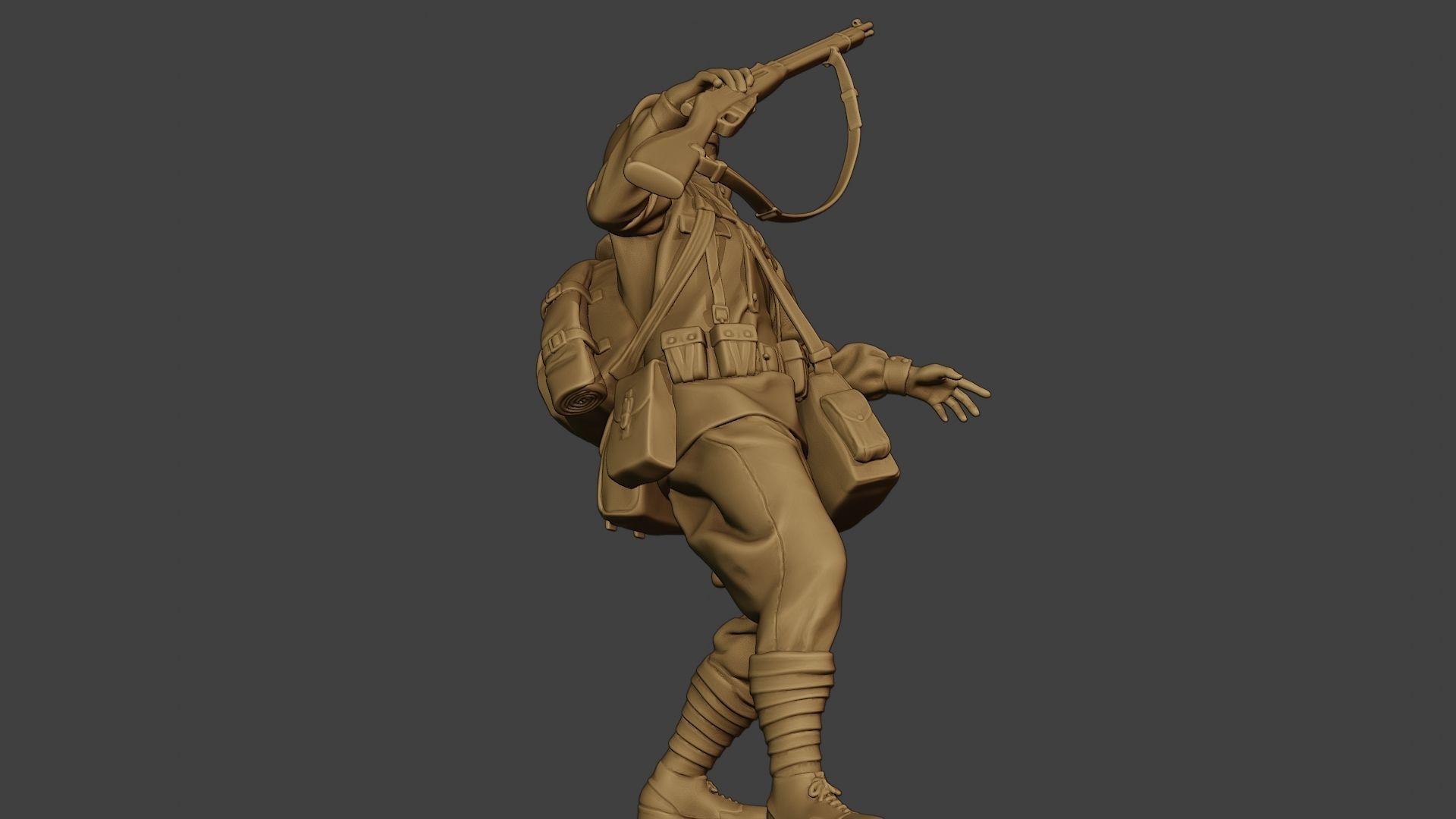 Russian soldier ww2 Shooted R1 3D print model_13