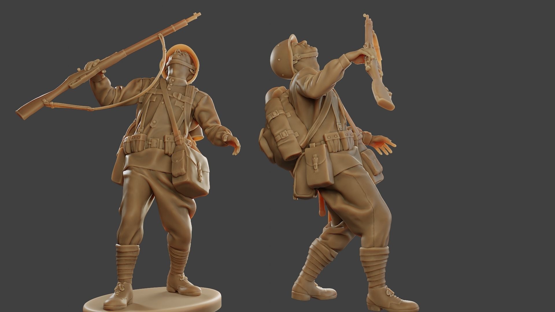 Russian soldier ww2 Shooted R1 3D print model_1