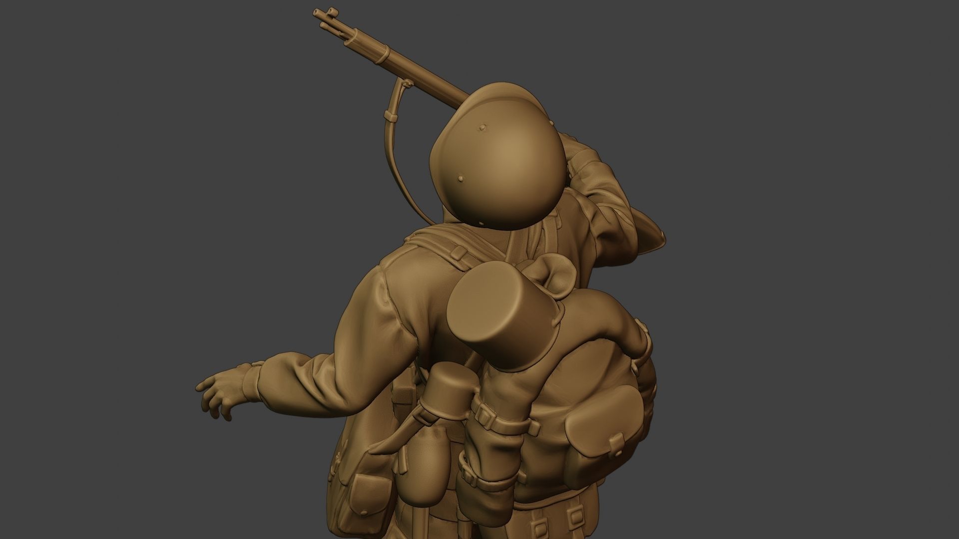 Russian soldier ww2 Shooted R1 3D print model_21