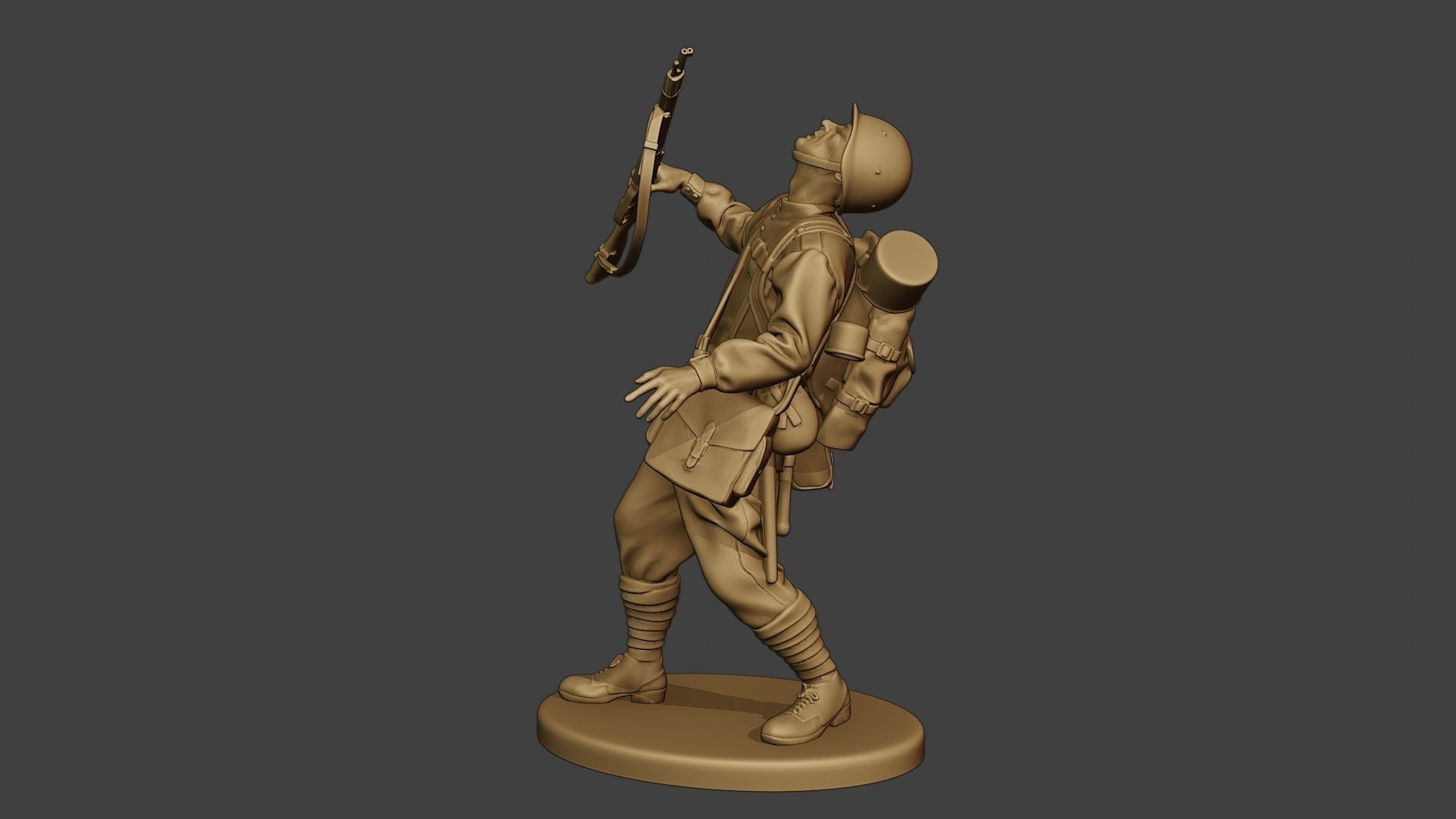 Russian soldier ww2 Shooted R1 3D print model_4
