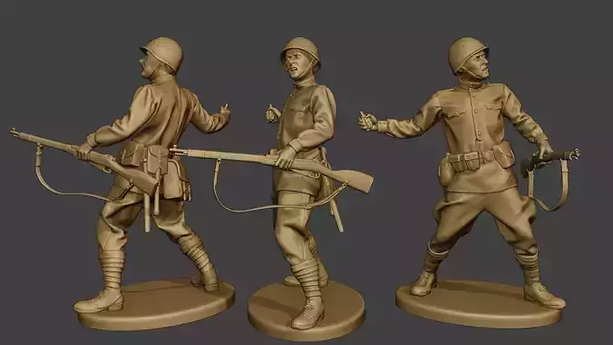 Russian soldier ww2 Throw Grenade R1 3D print model