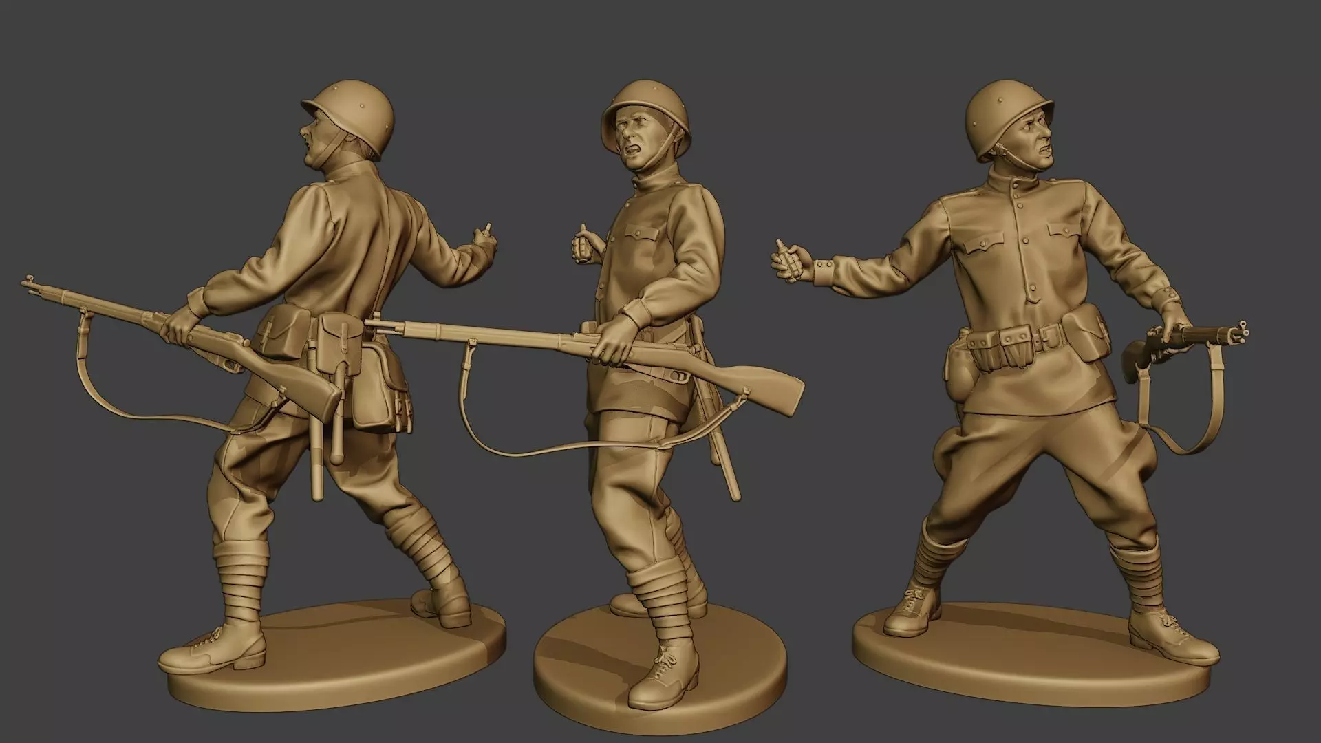 Russian soldier ww2 Throw Grenade R1 3D print model