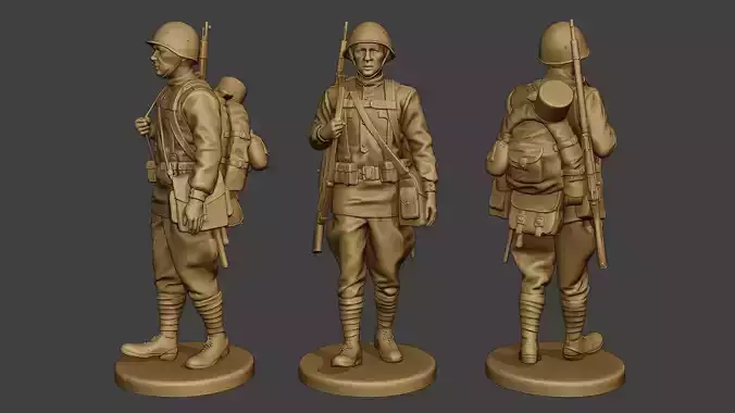 Russian soldier ww2 Walk R1 3D print model