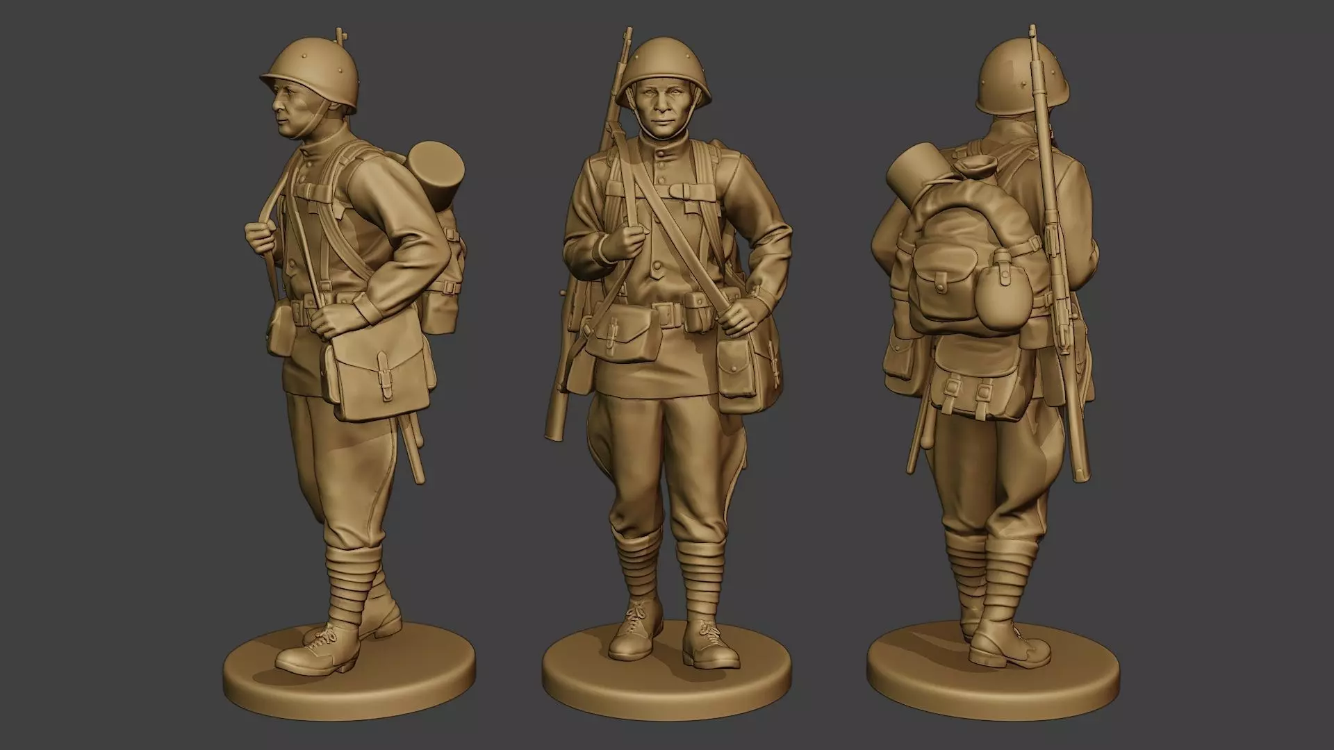 Russian soldier ww2 Walk2 R1 3D print model_0