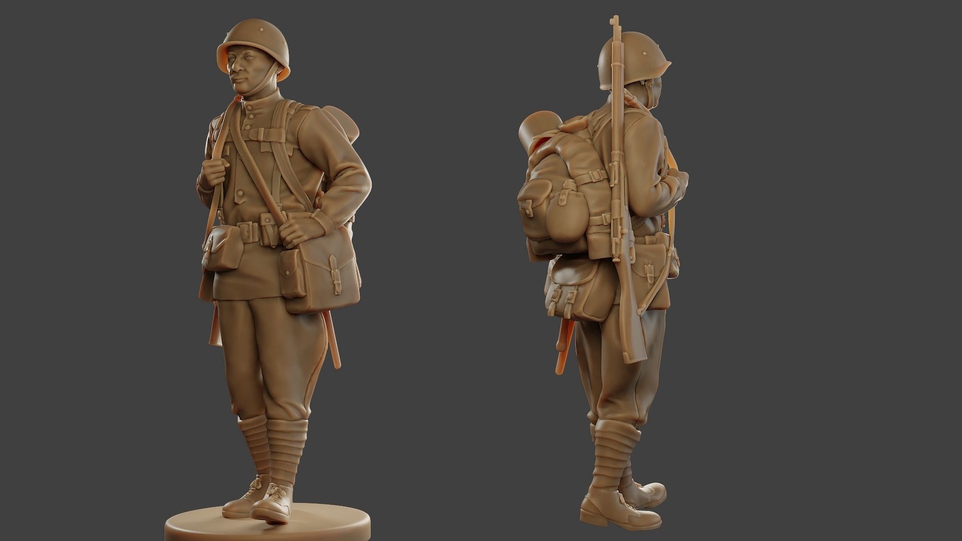 Russian soldier ww2 Walk2 R1 3D print model_1