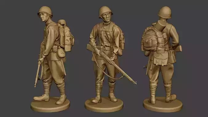 Russian soldier ww2 Walk3 R1 3D print model
