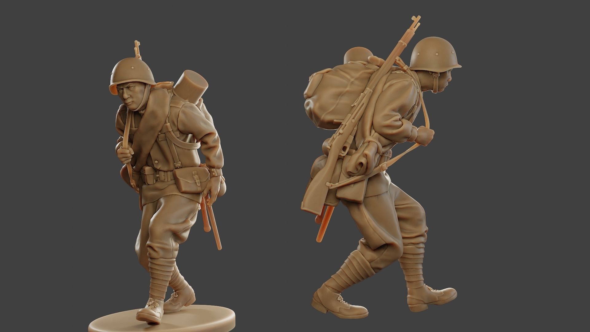 Russian soldier ww2 Walk4 R1 3D print model_1