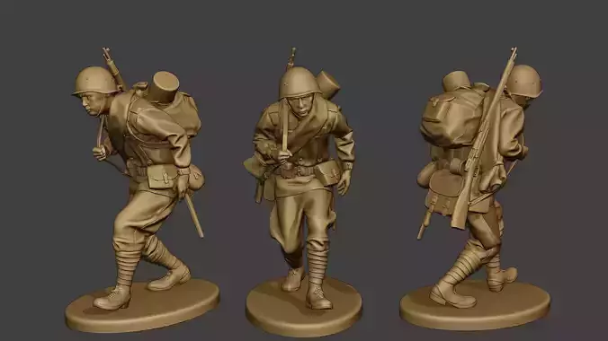 Russian soldier ww2 Walk4 R1 3D print model