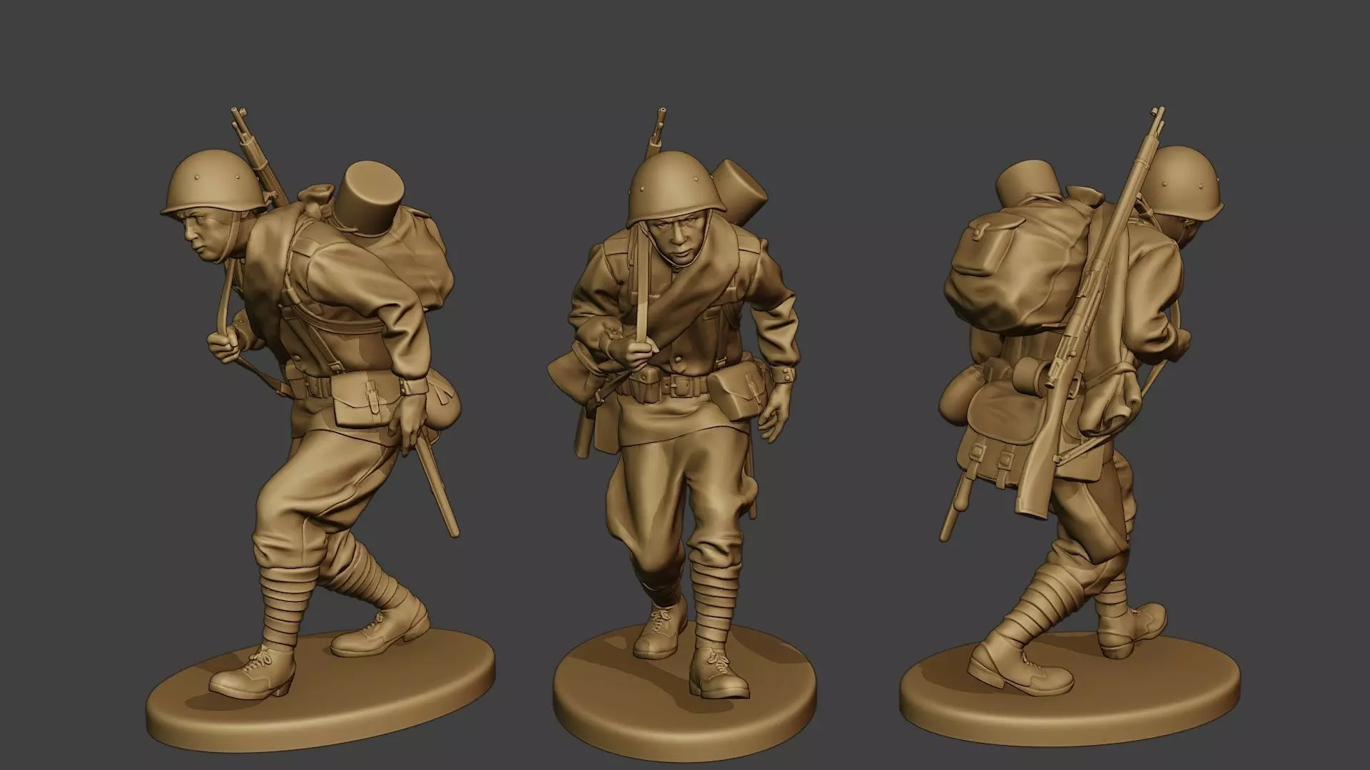 Russian soldier ww2 Walk4 R1 3D print model_0