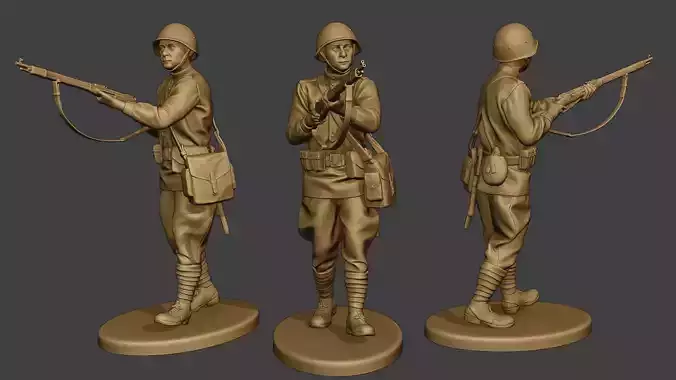 Russian soldier ww2 Walk5 R1 3D print model