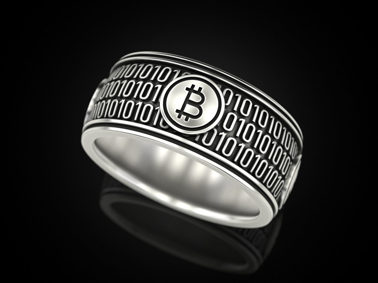 Bitcoin Zeros and ones Ring 3D print model_4