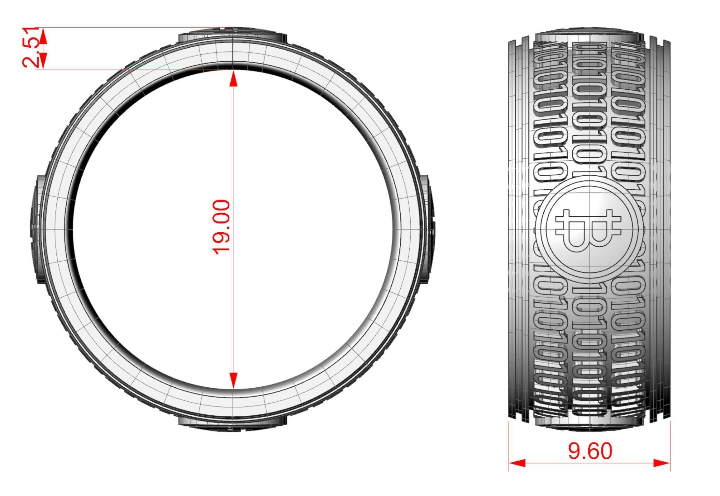 Bitcoin Zeros and ones Ring 3D print model_9