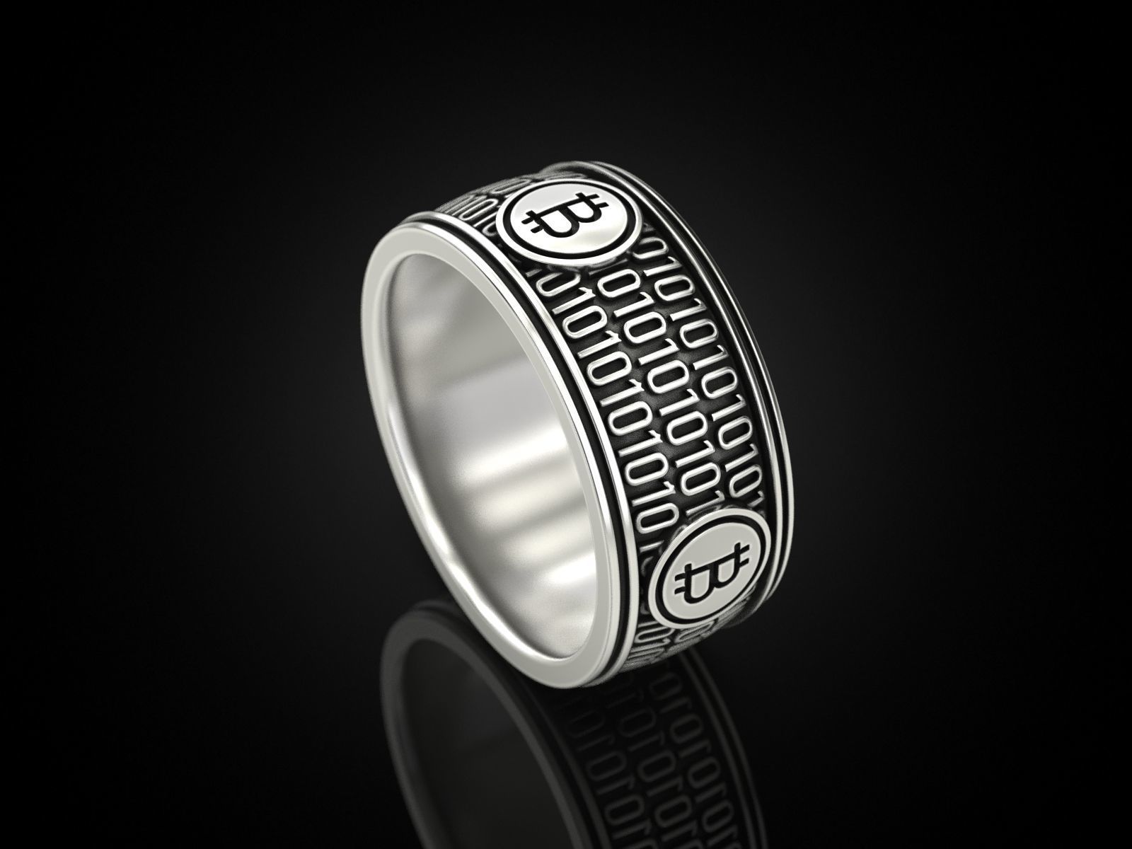 Bitcoin Zeros and ones Ring 3D print model_6