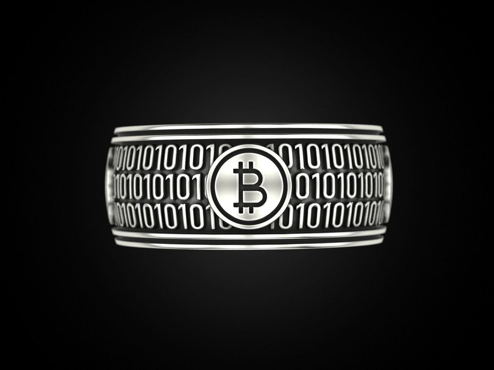 Bitcoin Zeros and ones Ring 3D print model_7