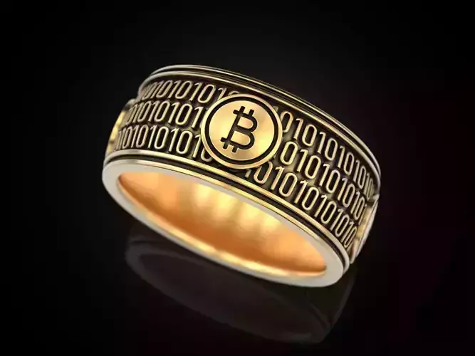 Bitcoin Zeros and ones Ring 3D print model