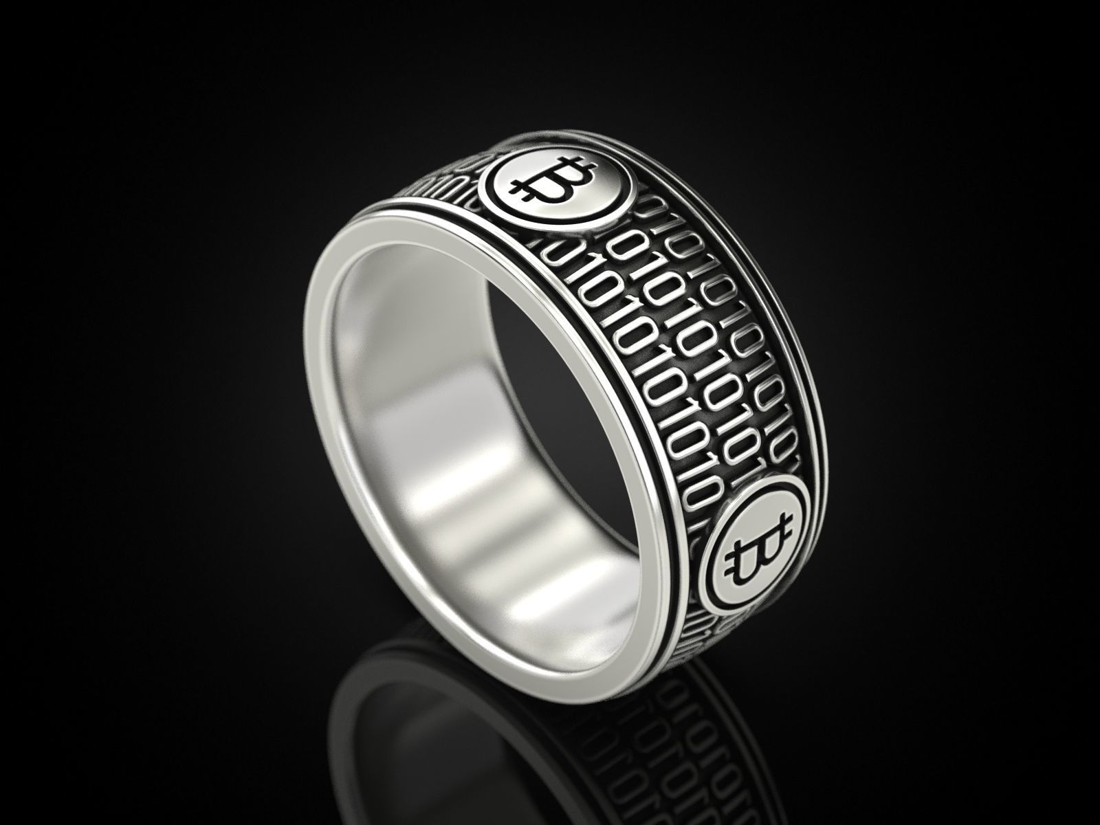 Bitcoin Zeros and ones Ring 3D print model_5