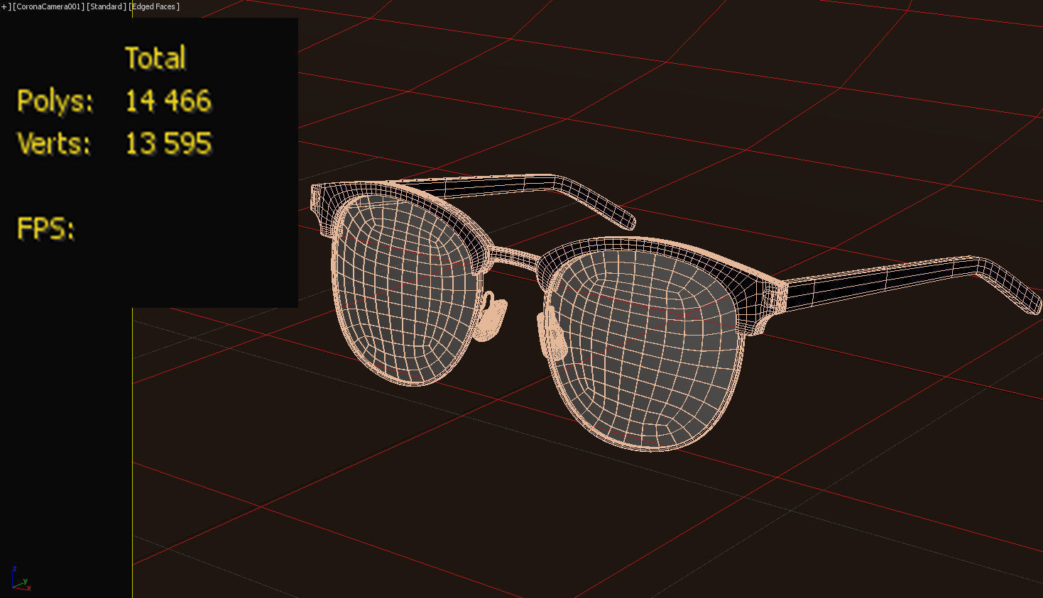 glasses pair of on wooden table 3D model_4