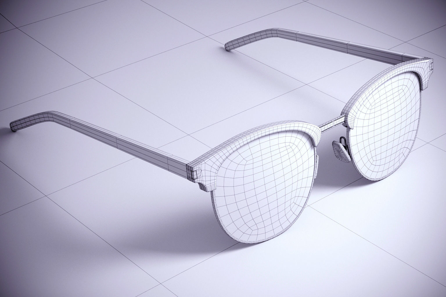 glasses pair of on wooden table 3D model_3