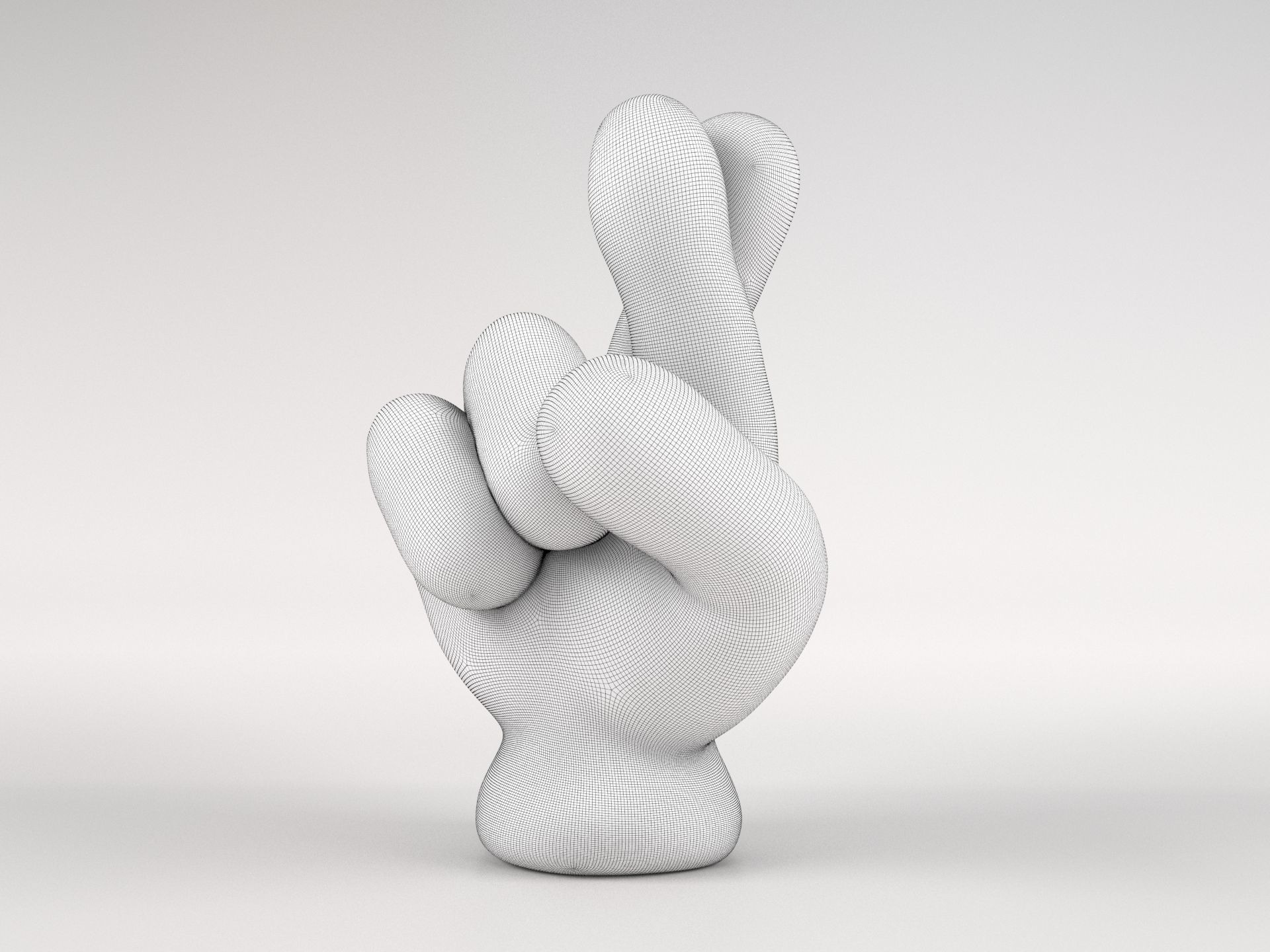 Cartoon hand 5 fingers Cross 3D print model_1