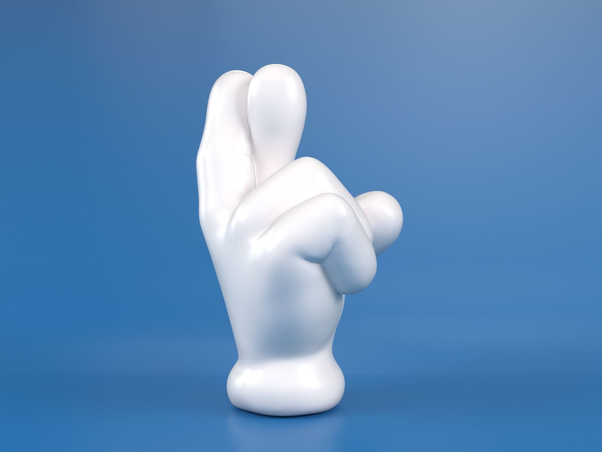 Cartoon hand 5 fingers Cross 3D print model_5