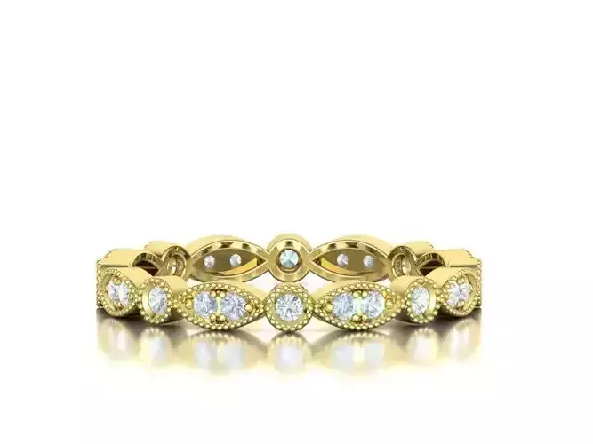 Diamond Vintage Milgrain Band Ring Eternity Band 7US 8US sizes